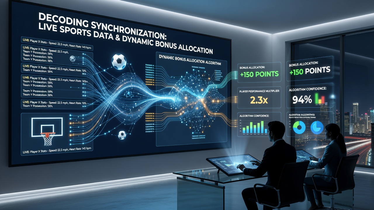 Algorithm dashboard displaying synchronized live data inputs and corresponding bonus allocation outputs