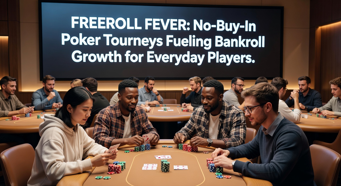 Graph illustrating bankroll growth curves from freeroll participation over six months, with data points for average, median, and top performers