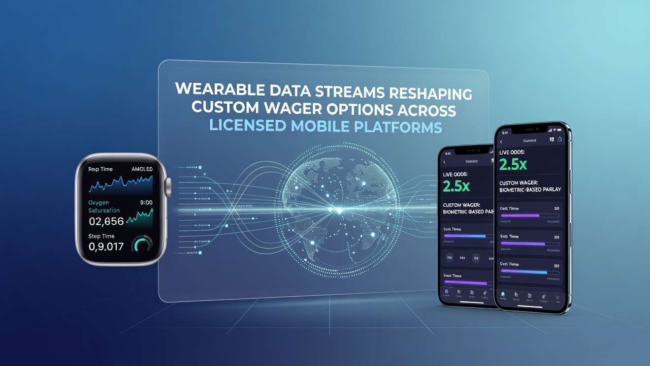 Wearable devices feeding real-time biometric data into licensed mobile betting platforms for custom wager creation